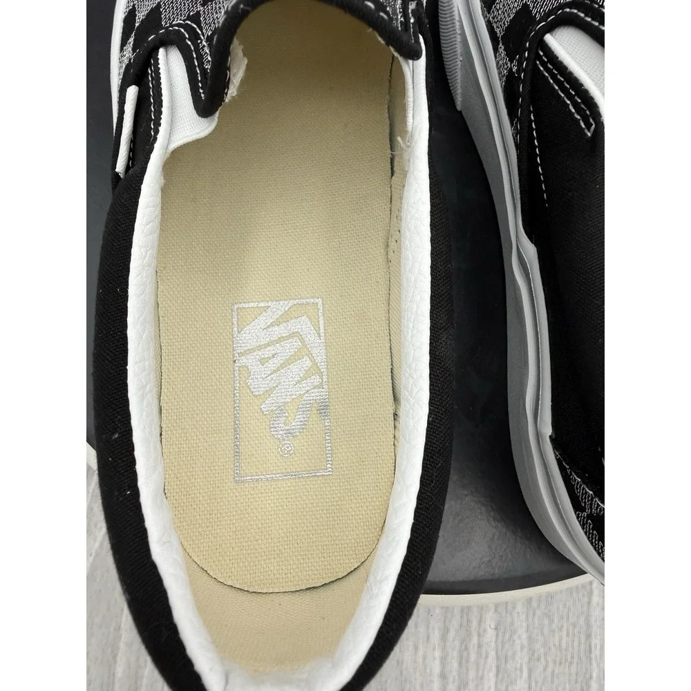 VANS Classic Slip On Platform Womens Size 8.5 Metallic Silver Checkerboard Shoes